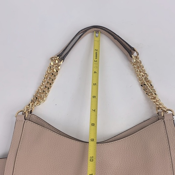 Michael Kors Newbury Soft nude Leather Shoulder Tote Handbag Gold Chain New NWOT - Picture 15 of 16